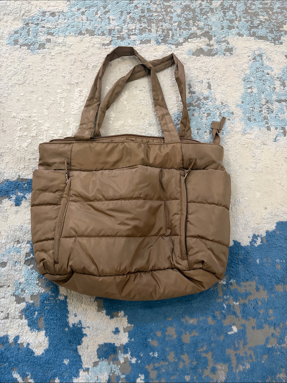 Puffer Tote Bag in Taupe - Lightweight Quilted Women’s Handbag